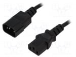 Захранващ кабел за компютър KAB-C13-C14-1.0-BK Кабел; IEC C13 женски, IEC C14 мъжки; 1m; черен; PVC; 3x0,75mm2